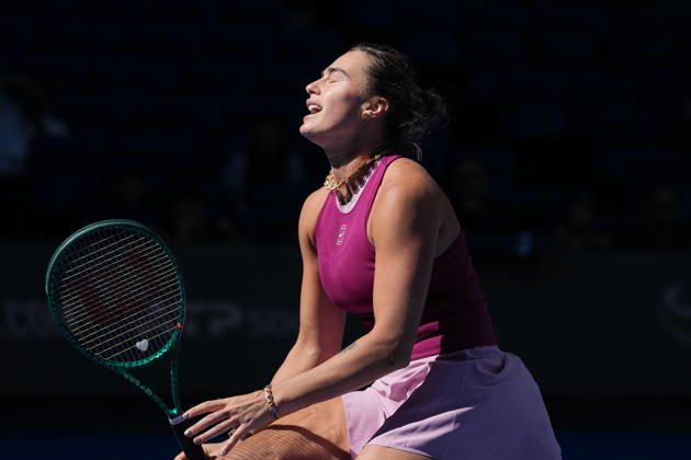 (261004) -- BEIJING, Oct. 4, 2026 -- Aryna Sabalenka reacts during the women s singles round of 32 match between Aryna Sabalenka of Belarus and Nikola Bartunkova of the Czech Republic at 2026 China Open tennis tournament in Beijing, China, Oct. 4, 2026. ) (SP)CHINA-BEIJING-TENNIS-CHINA OPEN-WOMEN S SINGLES(CN) JuxHuanzong 