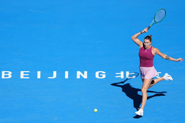 (261004) -- BEIJING, Oct. 4, 2026 -- Aryna Sabalenka competes during the women s singles third round match between Aryna Sabalenka of Belarus and Nikola Bartunkova of the Czech Republic at 2026 China Open tennis tournament in Beijing, China, Oct. 4, 2026. ) (SP)CHINA-BEIJING-TENNIS-CHINA OPEN-WOMEN S SINGLES(CN) JuxHuanzong 