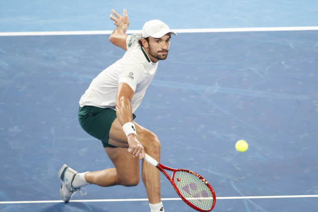 October 4, 2026, Tokyo, Japan: Valentin Vacherot (Monaco) returns a shot against Arthur Fils (France) during their quarterfinal match at the Kinoshita Group Japan Open Tennis Championships at Ariake Colosseum in Tokyo. The tournament runs from September 29 to October 6. Vacherot won 7-5, 4-6, 6-4. Tokyo Japan - ZUMAm191 20261004_aap_m191_109 Copyright: xRodrigoxReyesxMarinx