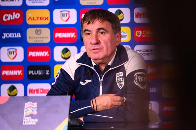 261004 Head coach Gheorghe Hagi of the Romanian men s national football team at a press conference, PK, Pressekonferenz on October 4, 2026 in Bucharest. Photo: Ludvig Thunman BILDBYRAN kod LT LT0825 fotboll football soccer fotball nations league uefa nations league presskonferens press conference rumänien romania bbeng fotboll football soccer fotball nations league uefa nations league presskonferens press conference rumänien romania bbeng Copyright: LUDVIGxTHUNMAN BB261004LT007