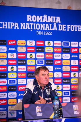 261004 Head coach Gheorghe Hagi of the Romanian men s national football team at a press conference, PK, Pressekonferenz on October 4, 2026 in Bucharest. Photo: Ludvig Thunman BILDBYRAN kod LT LT0825 fotboll football soccer fotball nations league uefa nations league presskonferens press conference rumänien romania bbeng fotboll football soccer fotball nations league uefa nations league presskonferens press conference rumänien romania bbeng Copyright: LUDVIGxTHUNMAN BB261004LT013