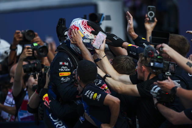 F1 - BAHRAIN GRAND PRIX IN MALAYSIA 2026 VERSTAPPEN Max (nld), Red Bull Racing Ford RB22, portrait celebrating his win during the 2026 Formula 1 Bahrain Grand Prix in Malaysia, 16th round of the 2026 Formula One World Championship, WM, Weltmeisterschaft from October 2 to 4, 2026 on the Sepang International Circuit, in Sepang, Malaysia - SepangMalaysia  Copyright: xXavixBonillax