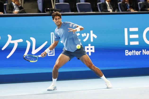 October 4, 2026, Tokyo, Japan: Adolfo Daniel Vallejo (Paraguay) returns a shot against Jiri Lehecka (Czechia) during their quarterfinal match at the Kinoshita Group Japan Open Tennis Championships at Ariake Colosseum in Tokyo. The tournament runs from September 29 to October 6. Lehecka won 6-1, 6-1. Tokyo Japan - ZUMAm191 20261004_aap_m191_150 Copyright: xRodrigoxReyesxMarinx