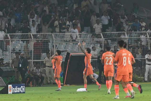 KOLKATA, INDIA - OCTOBER 6: Anirudh Thapa of India celebrates the goal against Uruguay during FIFA International Friendly, Länderspiel, Nationalmannschaft match at Vivekananda Yuva Bharati Stadium on October 6, 2026 in Kolkata, India. (Photo by Samir Jana Hindustan Times) India Vs Uruguay FIFA International Friendly Match At Salt Lake Stadium Kolkata
