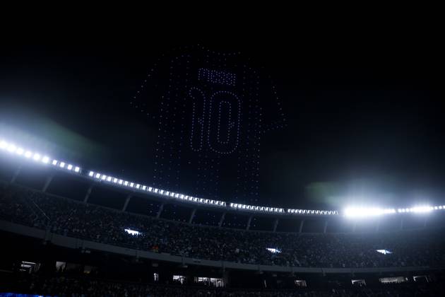 October 6, 2026, Buenos Aires, Buenos Aires, Argentina: Drone show seen during the match between Argentina and Benin International Friendly, Länderspiel, Nationalmannschaft match, The last match of Messi with Argentina national team, Nationalteam Final score: Argentina 3 - 0 Benin The Last Match Of Messi In Buenos Aires, Argentina - 06 Oct 2026 - ZUMAs197 20261006_aaa_s197_235 Copyright: xRobertoxxTuerox