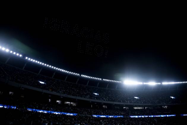 October 6, 2026, Buenos Aires, Buenos Aires, Argentina: Drone show make the prashe â€oe Thank you LEO†during the match between Argentina and Benin International Friendly, Länderspiel, Nationalmannschaft match, The last match of Messi with Argentina national team, Nationalteam Final score: Argentina 3 - 0 Benin The Last Match Of Messi In Buenos Aires, Argentina - 06 Oct 2026 - ZUMAs197 20261006_aaa_s197_275 Copyright: xRobertoxxTuerox
