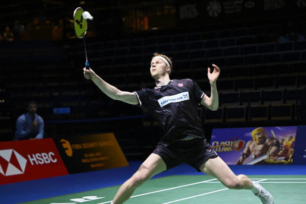 Anders Antonsen of Denmark in action during the badminton Clash of Clans Arctic Open 2026 tournament in Vantaa, Finland, on October 7, 2026. - ANTTI AIMO-KOIVISTO Vantaa Finland AF5NJ-L3tvU  Copyright: xAnttixAimo-Koivistox AF5NJ-L3tvU
