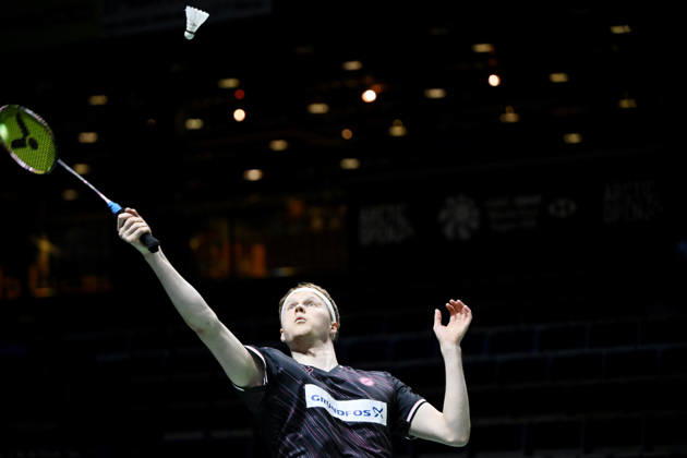 Anders Antonsen of Denmark in action during the badminton Clash of Clans Arctic Open 2026 tournament in Vantaa, Finland, on October 7, 2026. - ANTTI AIMO-KOIVISTO Vantaa Finland XTmwNKocMqI  Copyright: xAnttixAimo-Koivistox XTmwNKocMqI