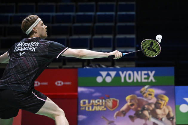 Anders Antonsen of Denmark in action during the badminton Clash of Clans Arctic Open 2026 tournament in Vantaa, Finland, on October 7, 2026. - ANTTI AIMO-KOIVISTO Vantaa Finland KI7GHFGla6s  Copyright: xAnttixAimo-Koivistox KI7GHFGla6s