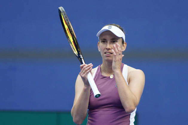 2026 China Open Women s Singles Round of 16 match in Beijing - 07 Oct. Elise Mertens of Belgium celebrates winning against Coco Gauff of the United States (Not in picture) during Women s Singles Round of 16 match on day eight of China Open at the National Tennis Center. Beijing China Copyright: xPolyxFeix xSOPAxImagesx 20261007_7058_101