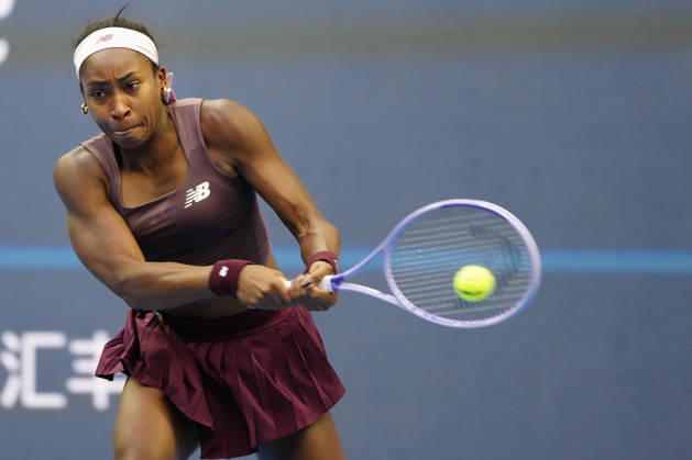 2026 China Open Women s Singles Round of 16 match in Beijing - 07 Oct. Coco Gauff of the United States seen in action against Elise Mertens of Belgium (Not in picture) during Women s Singles Round of 16 match on day eight of China Open at the National Tennis Center. Beijing China Copyright: xPolyxFeix xSOPAxImagesx 20261007_6552_107