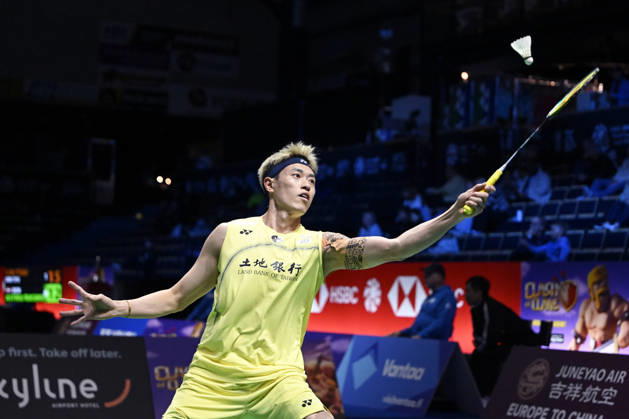 Lin Chun-Yi of Taiwan in action during the badminton Clash of Clans Arctic Open 2026 tournament in Vantaa, Finland, on October 7, 2026. - ANTTI AIMO-KOIVISTO Vantaa Finland t-AVJVyn1w0  Copyright: xAnttixAimo-Koivistox t-AVJVyn1w0