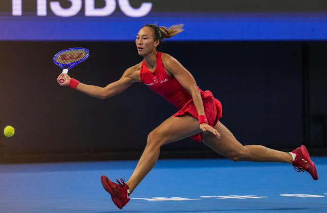 (261007) -- BEIJING, Oct. 7, 2026 -- Zheng Qinwen competes during the women s singles fourth round match between Zheng Qinwen of China and Alina Charaeva of Armenia at 2026 China Open tennis tournament in Beijing, China, Oct. 7, 2026. ) (SP)CHINA-BEIJING-TENNIS-CHINA OPEN-WOMEN S SINGLES (CN) SunxFei 