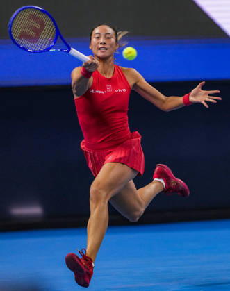 (261007) -- BEIJING, Oct. 7, 2026 -- Zheng Qinwen competes during the women s singles fourth round match between Zheng Qinwen of China and Alina Charaeva of Armenia at 2026 China Open tennis tournament in Beijing, China, Oct. 7, 2026. ) (SP)CHINA-BEIJING-TENNIS-CHINA OPEN-WOMEN S SINGLES (CN) SunxFei