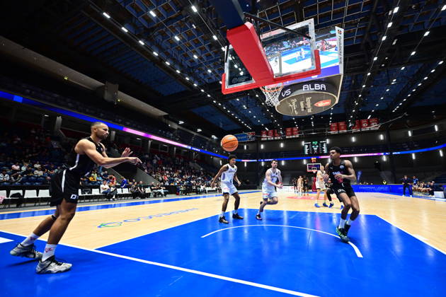 Men s basketball Champions League, group G, 1st round, match Slavia Praha NBK and Alba Berlin in Pardubice, Czech Republic, October 7, 2026. From left Patrick Samoura, Ronaldo Segu, both of Slavia. (CTKxPhoto JosefxVostarek) CTKPhotoP2026100707909  CTKPhotoP2026100707909