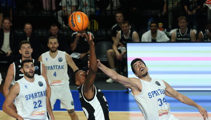 07.10.2026 Subotica(Serbia) KK Spartak Subotica-SC Rasta Vechta men s Basketball Champions Leaugue Justin Edler-Davis(C) Rasta Vechta,Dalibor ILIC(L),Danilo Nikolic(D R) Spartak :