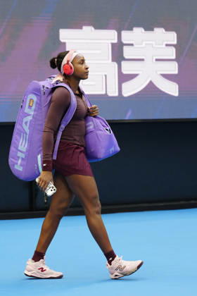 2026 China Open Women s Singles Round of 16 match in Beijing - 07 Oct. Coco Gauff of the United States in action against Elise Mertens of Belgium during Women s Singles Round of 16 match on day eight of China Open at the National Tennis Center. Elise Mertens won 3-6, 3-6 Bejing China Copyright: xPolyxFeix xSOPAxImagesx 20261008_5676_151