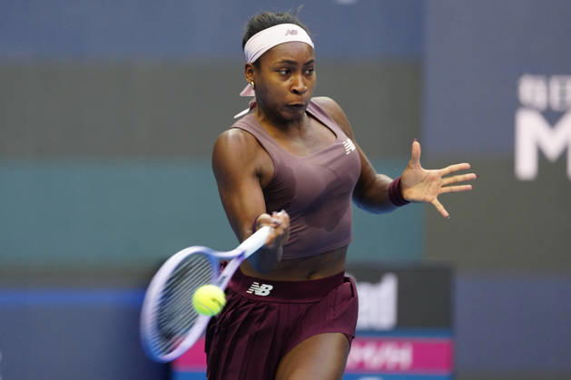 2026 China Open Women s Singles Round of 16 match in Beijing - 07 Oct. Coco Gauff of the United States in action against Elise Mertens of Belgium during Women s Singles Round of 16 match on day eight of China Open at the National Tennis Center. Elise Mertens won 3-6, 3-6 Bejing China Copyright: xPolyxFeix xSOPAxImagesx 20261008_5818_155