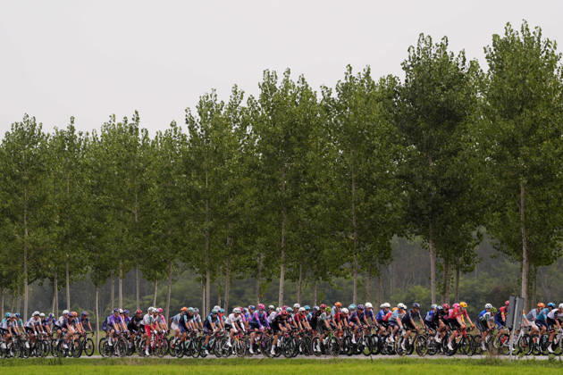 The pack rides during the 110th edition of the Gran Piemonte 2026 a 185 km one day race from Asti to Bra on October 08, 2026, Italy. Copyright: xFabioxFerrari LaPressex