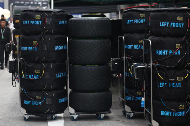 F1 Singapore Grand Prix 2026 Previews Intermediate tyres are seen ahead of the Formula 1 Singapore Grand Prix at Marina Bay Street Circuit in Singapore on October 8, 2026. Singapore Singapore  Copyright: xJakubxPorzyckix originalFilename:porzycki-f1singap261008_np3U8.jpg