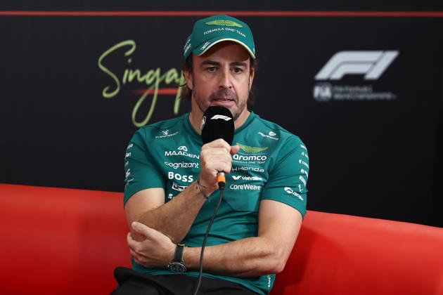 F1 Singapore Grand Prix 2026 Previews Fernando Alonso of Aston Martin Aramco during the press conference, PK, Pressekonferenz ahead of the Formula 1 Singapore Grand Prix at Marina Bay Street Circuit in Singapore on October 8, 2026. Singapore Singapore  Copyright: xJakubxPorzyckix originalFilename:porzycki-f1singap261008_npec7.jpg