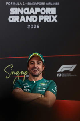 F1 Singapore Grand Prix 2026 Previews Fernando Alonso of Aston Martin Aramco during the press conference, PK, Pressekonferenz ahead of the Formula 1 Singapore Grand Prix at Marina Bay Street Circuit in Singapore on October 8, 2026. Singapore Singapore  Copyright: xJakubxPorzyckix originalFilename:porzycki-f1singap261008_npQhO.jpg
