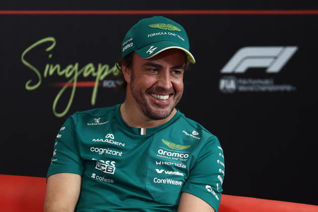 F1 Singapore Grand Prix 2026 Previews Fernando Alonso of Aston Martin Aramco during the press conference, PK, Pressekonferenz ahead of the Formula 1 Singapore Grand Prix at Marina Bay Street Circuit in Singapore on October 8, 2026. Singapore Singapore  Copyright: xJakubxPorzyckix originalFilename:porzycki-f1singap261008_npWjd.jpg