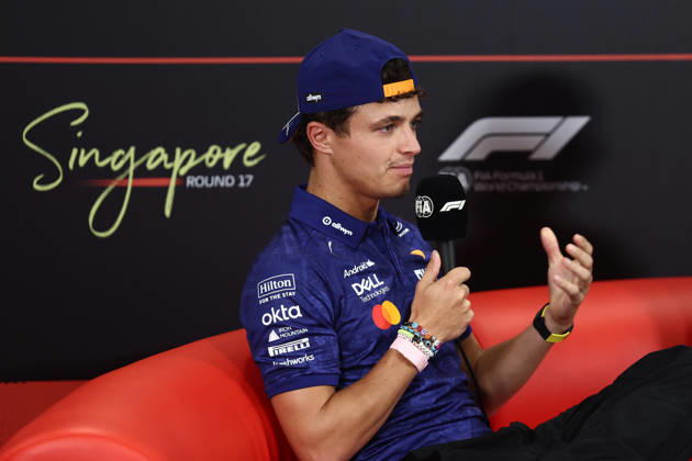 F1 Singapore Grand Prix 2026 Previews Lando Norris of McLaren during the press conference, PK, Pressekonferenz ahead of the Formula 1 Singapore Grand Prix at Marina Bay Street Circuit in Singapore on October 8, 2026. Singapore Singapore  Copyright: xJakubxPorzyckix originalFilename:porzycki-f1singap261008_npLNy.jpg