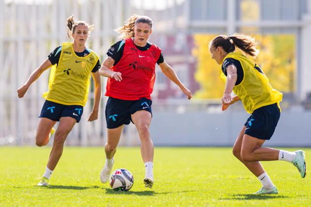 261008 Signe Gaupset of the Norwegian women™s national football team during a training session on October 8, 2026 in Bucharest. Photo: Marius Simensen BILDBYRAN Cop 238 bbeng dam fifa women s world cup qualifier football fotball fotboll norge norway practice soccer training trening träning Copyright: MARIUSxSIMENSEN BB261008BB240