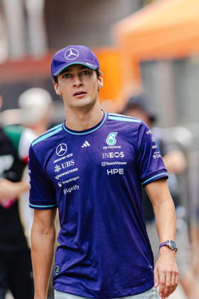 2026 Formula 1 Singapore - Media Day GEORGE RUSSELL (GBR) of Mercedes-AMG PETRONAS Formula One Team Media Day on Thursday during the 2026 FORMULA 1 SINGAPORE AIRLINES SINGAPORE GRAND PRIX 2026 at MARINA BAY STREET CIRCUIT SINGAPORE on October 8, 2026. Photo by Tan Jun Da ABACAPRESS.COM Singapore Singapore  Copyright: xJunxDaxTan ABACAx