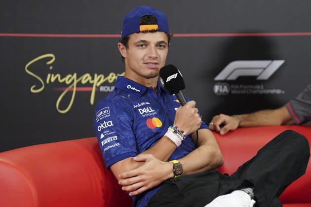 FORMULA 1 SINGAPORE AIRLINES SINGAPORE GRAND PRIX 2026 Lando Norris (GBR) 1 McLaren in a press conference, PK, Pressekonferenz during the Formula 1 Singapore Airlines Singapore Grand Prix 2026, Round 17 of the 2026 Formula 1 World Championship, WM, Weltmeisterschaft from 9th - 11th October 2026 at the Marina Bay Street Circuit, Singapore. Credit: Robbie Hoad Every Second Media Editorial use only. All images are copyright Every Second Media Limited. No images may be reproduced without prior permission. Copyright: xIMAGO EveryxSecondxMediax ESM-2203-0020 RobbiexHoadx xEveryxSecondxMediax