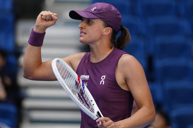 2026 China Open Women s Singles Round of 16 match in Beijing, China - 7 Oct 2026 Iga Swiatek of Poland celebrates her win against Iva Jovic of the United States (Not in view) during Women s Singles Round of 16 match on day eight of China Open at the National Tennis Center. Beijing China Copyright: xPolyxFeix xSOPAxImagesx 20261008_4338_119
