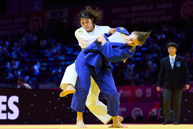 (L-R) Shiho Tanaka (JPN), Scoccimarro Giovanna (GER), OCTOBER 8, 2026 -Judo : World Judo Championships BAKU2026 Women s -70kg3rd Round match at National Gymnastics Arena in Baku, Azerbaijan.  aflo_354298651 KenxAsakurax