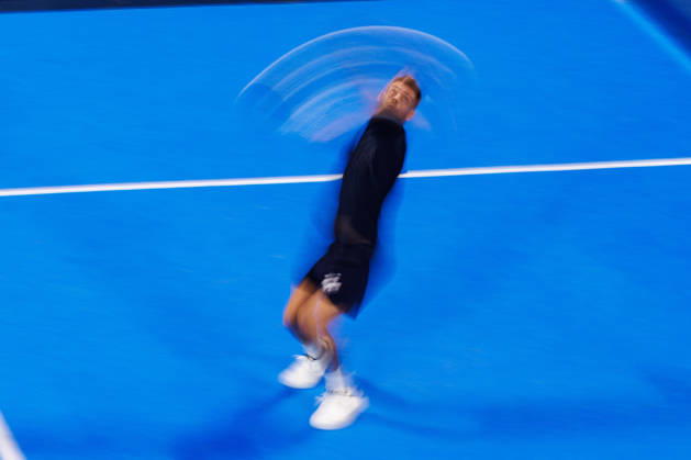 DÜSSELDORF, GERMANY - 8 OCTOBER 2026: Image shows a feature of padel player Gonzalo Alfonso (ARG) motion blured during CUPRA Germany Premier Padel P2 2026 Day 5: Round of 16 at CASTELLO Düsseldorf on 8 10 2026 in Düsseldorf, Germany. Germany Copyright: xFröhlichxPascalx