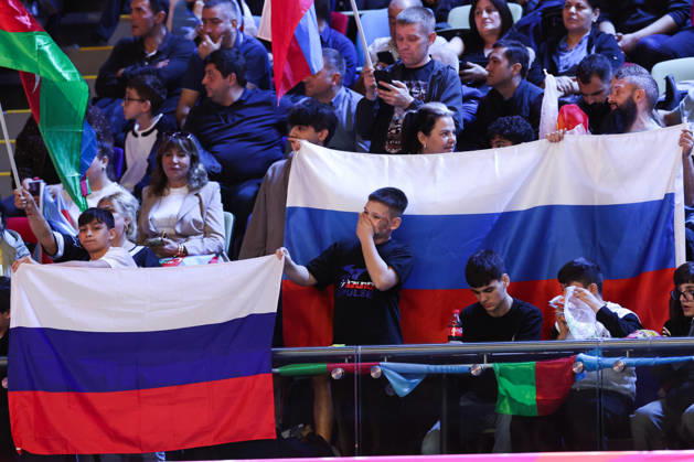 AZERBAIJAN, BAKU - OCTOBER 8, 2026: Russia s fans are pictured during the 2026 World Judo Championships at the National Gymnastics Arena. Mikhail Sinitsyn TASS  98954605