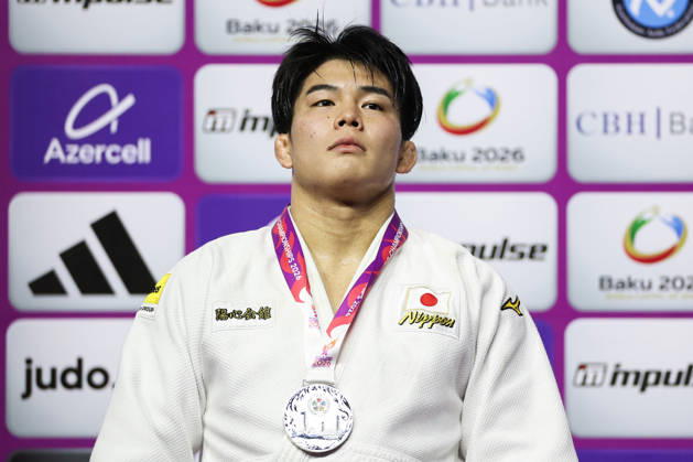 AZERBAIJAN, BAKU - OCTOBER 8, 2026: 2nd placed Goki Tajima of Japan poses during an award ceremony for the men s -90 kg category as part of the 2026 World Judo Championships at the National Gymnastics Arena 2026 World Judo Championships In Baku  - ZUMAt113 20261008_zaa_t113_539 Copyright: xMikhailxSinitsynx