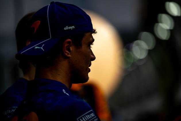MARINA BAY, SINGAPORE: Lando Norris, racing for the McLaren F1 team during the 2026 Formula 1 Singapore Grand Prix at the Marina Bay Street Circuit in Marina Bay, Singapore