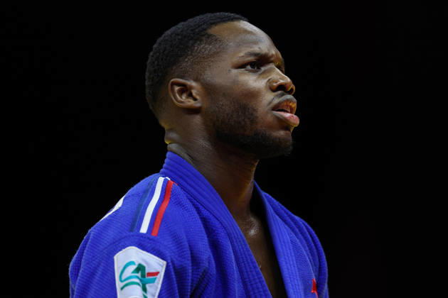 AZERBAIJAN, BAKU - OCTOBER 8, 2026: Maxime-Gael Ngayap Hambou of France is pictured during a -90 kg bout against Boris Rutovic of Serbia as part of the 2026 World Judo Championships at the National Gymnastics Arena. Mikhail Sinitsyn TASS  98958550