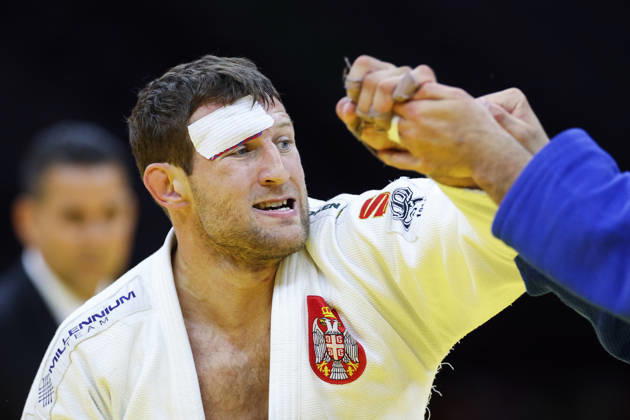 AZERBAIJAN, BAKU - OCTOBER 8, 2026: Nemanja Majdov of Serbia is pictured during a -90 kg bout against Murad Fatiyev of Azerbaijan as part of the 2026 World Judo Championships at the National Gymnastics Arena 2026 World Judo Championships In Baku  - ZUMAt113 20261008_zaa_t113_624 Copyright: xMikhailxSinitsynx