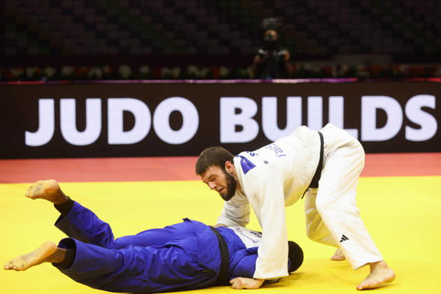 AZERBAIJAN, BAKU - OCTOBER 8, 2026: Maxime-Gael Ngayap Hambou (bottom) of France and Boris Rutovic of Serbia compete in their -90 kg bout as part of the 2026 World Judo Championships at the National Gymnastics Arena 2026 World Judo Championships In Baku  - ZUMAt113 20261008_zaa_t113_632 Copyright: xMikhailxSinitsynx