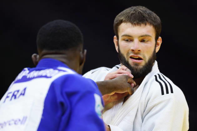 AZERBAIJAN, BAKU - OCTOBER 8, 2026: Maxime-Gael Ngayap Hambou (L) of France and Boris Rutovic of Serbia compete in their -90 kg bout as part of the 2026 World Judo Championships at the National Gymnastics Arena 2026 World Judo Championships In Baku  - ZUMAt113 20261008_zaa_t113_634 Copyright: xMikhailxSinitsynx