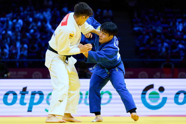 (L-R) Sanshiro Murao (JPN), Goki Tajima (JPN), OCTOBER 8, 2026 -Judo : World Judo Championships BAKU2026 Mens -90kgFinal match at National Gymnastics Arena in Baku, Azerbaijan.  aflo_354330781 KenxAsakurax