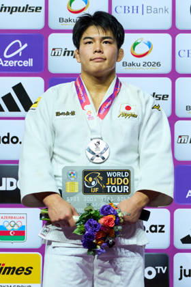 Goki Tajima (JPN), OCTOBER 8, 2026 -Judo : World Judo Championships BAKU2026 Mens -90kgMedal Ceremony at National Gymnastics Arena in Baku, Azerbaijan.  aflo_354330837 KenxAsakurax