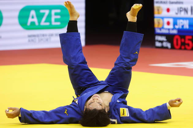 AZERBAIJAN, BAKU - OCTOBER 8, 2026: Goki Tajima of Japan is pictured during a -90 kg bout against Sanshiro Murao of Japan as part of the 2026 World Judo Championships at the National Gymnastics Arena 2026 World Judo Championships In Baku  - ZUMAt113 20261008_zaa_t113_643 Copyright: xMikhailxSinitsynx