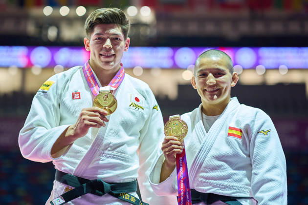 (L-R) Sanshiro Murao (JPN), Tsunoda Roustant Ai (ESP), OCTOBER 8, 2026 -Judo : World Judo Championships BAKU2026 at National Gymnastics Arena in Baku, Azerbaijan.  aflo_354330848 KenxAsakurax