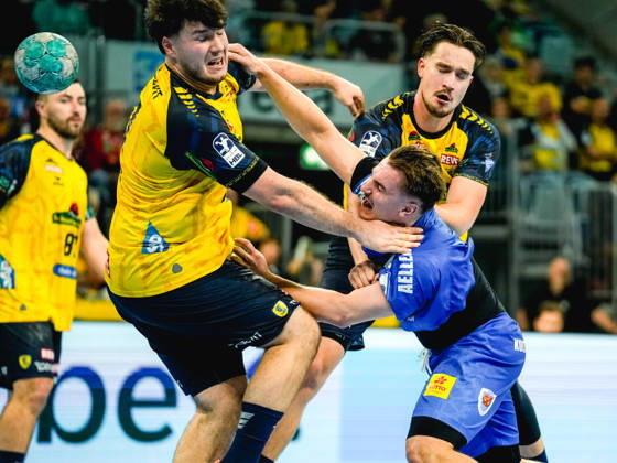 08.10.2026, xwppx, Handball Opel HBL, Rhein-Neckar Loewen - ThSV Eisenach v.l. Aron Seesing (Rhein-Neckar Löwen), Felix Aellen (ThSV Eisenach)