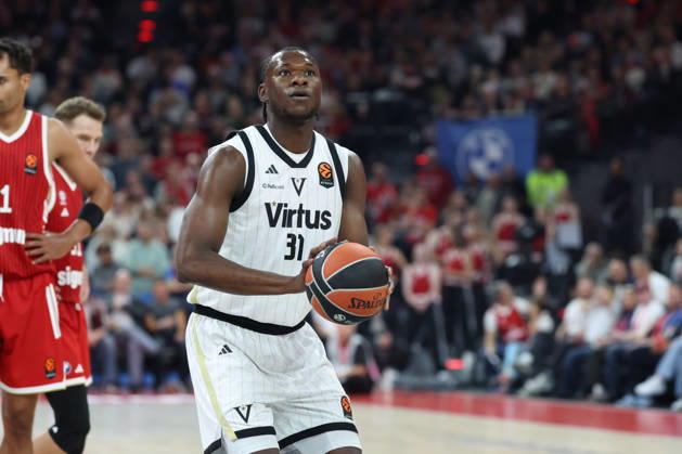 Aliou Diarra (Virtus Bologna, 31) mit Ball, GER, FC Bayern Basketball vs. Virtus Bologna, Basketball, Euroleague, 4. Spieltag, Saison 2026 2027, 08.10.2026, GER, FC Bayern Basketball vs. Virtus Bologna, Basketball, Euroleague, 4. Spieltag, Saison 2026 2027, 08.10.2026 Muenchen Copyright: xEibner-Pressefoto JennixMaulx EP_JML