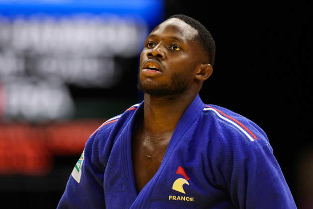 AZERBAIJAN, BAKU - OCTOBER 8, 2026: Maxime-Gael Ngayap Hambou of France is pictured during a -90 kg bout against Boris Rutovic of Serbia as part of the 2026 World Judo Championships at the National Gymnastics Arena. Mikhail Sinitsyn TASS  98958455