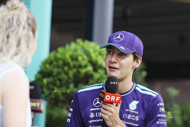 October 8, 2026, Singapore, Kaohsiung City, Singapore: GEORGE RUSSELL of Mercedes-AMG Petronas Formula One Team speaks to the media during an exclusive interview outside the team s hospitality area in the paddock ahead of the 2026 Formula 1 Singapore Grand Prix at Marina Bay Street Circuit in Singapore. Singapore Singapore - ZUMAh201 20261008_zsp_h201_025 Copyright: xYichinxHoux