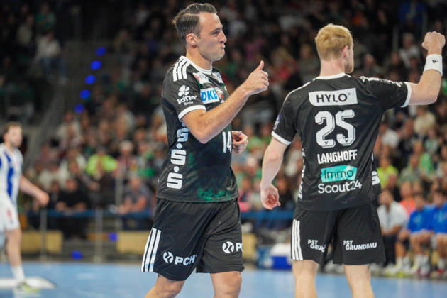 Im Bild: Aitor Arino (Fuechse Berlin, 14), Freude, Jubel 08.10.2026, Fuechse Berlin - FC Porto, EHF Handball Champions League, Saison 2026 27, Max-Schmeling-Halle Copyright: HMBxMedia xPascalxSpanehl